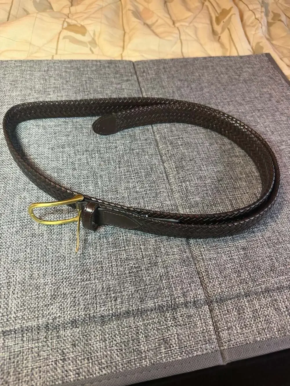 Perry Ellis Portfolio Men's Dark Brown Braided Leather Belt Size 46 KP65106